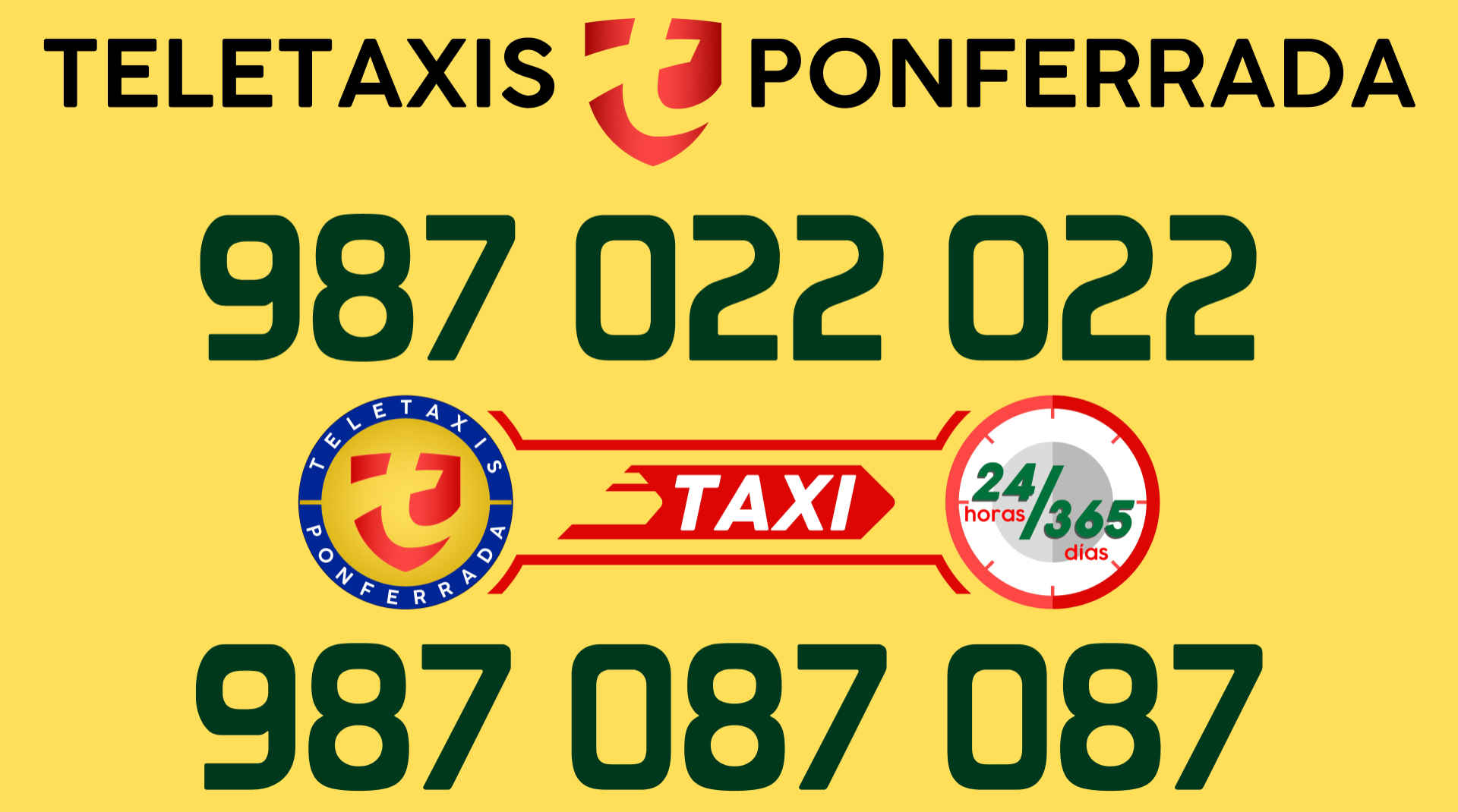 Tarjeta de visita de Teletaxis Ponferrada